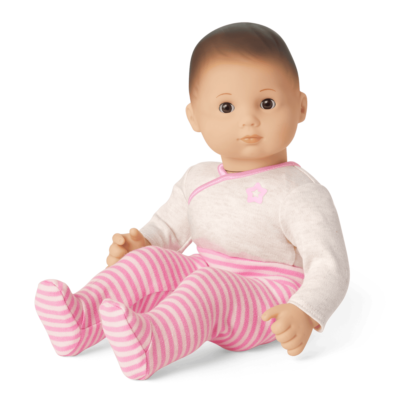 Bitty Baby® Doll #2 with brown hair in Pretty Pink K8