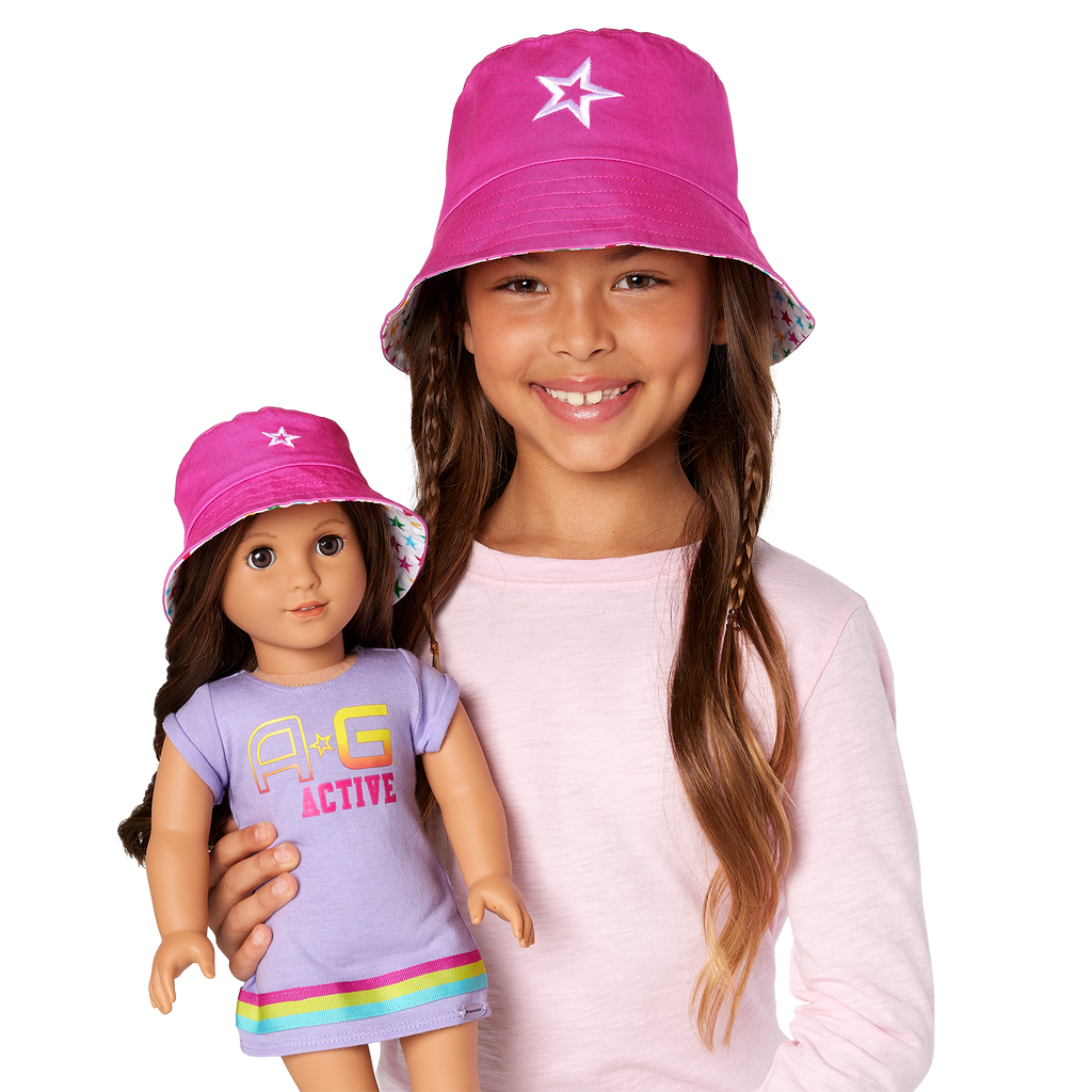 AG™ Star Bucket Hat Set for Girls & Dolls C1