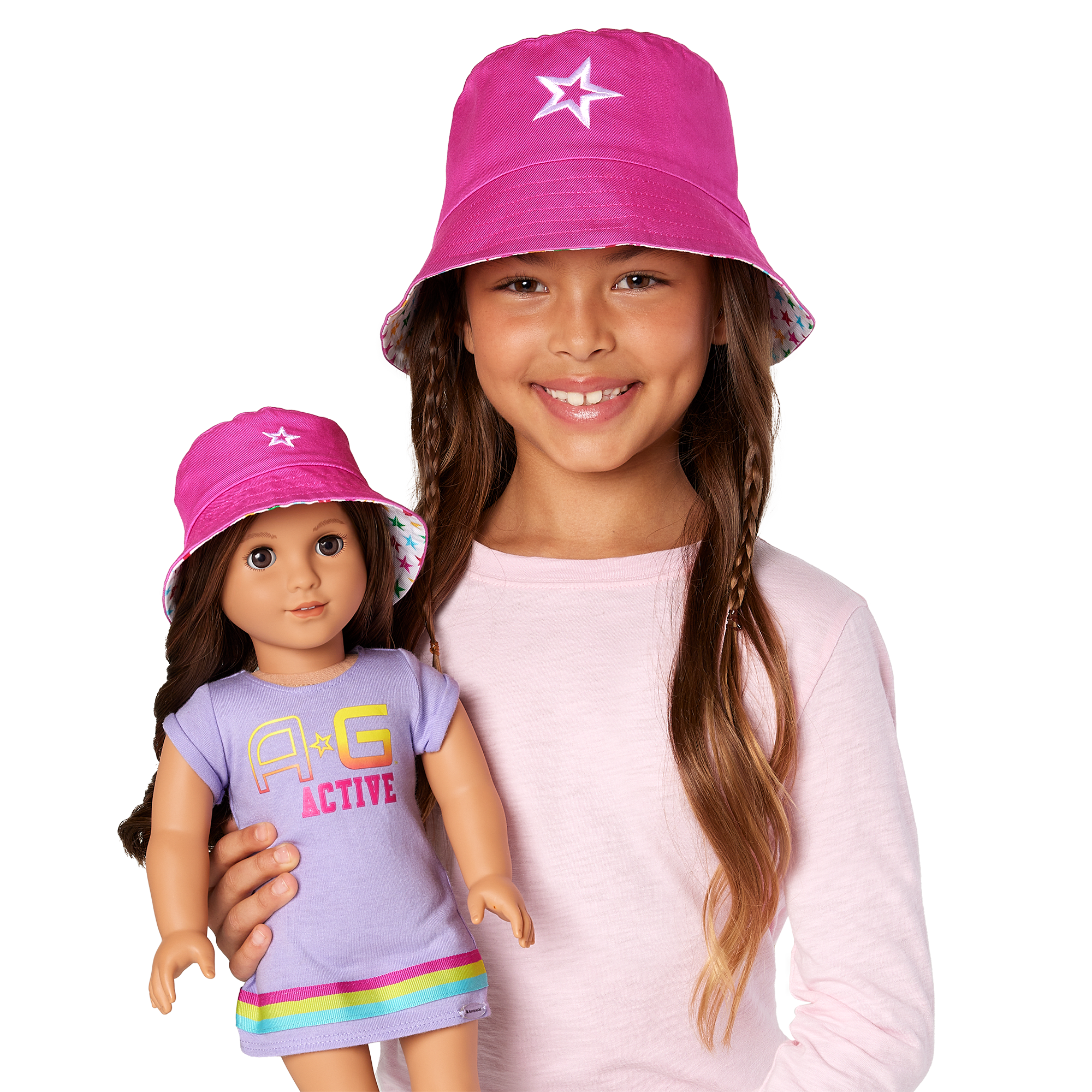 AG™ Star Bucket Hat Set for Girls & Dolls C1