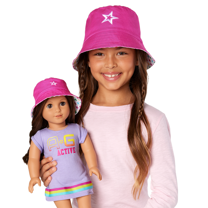 AG™ Star Bucket Hat Set for Girls & Dolls C1