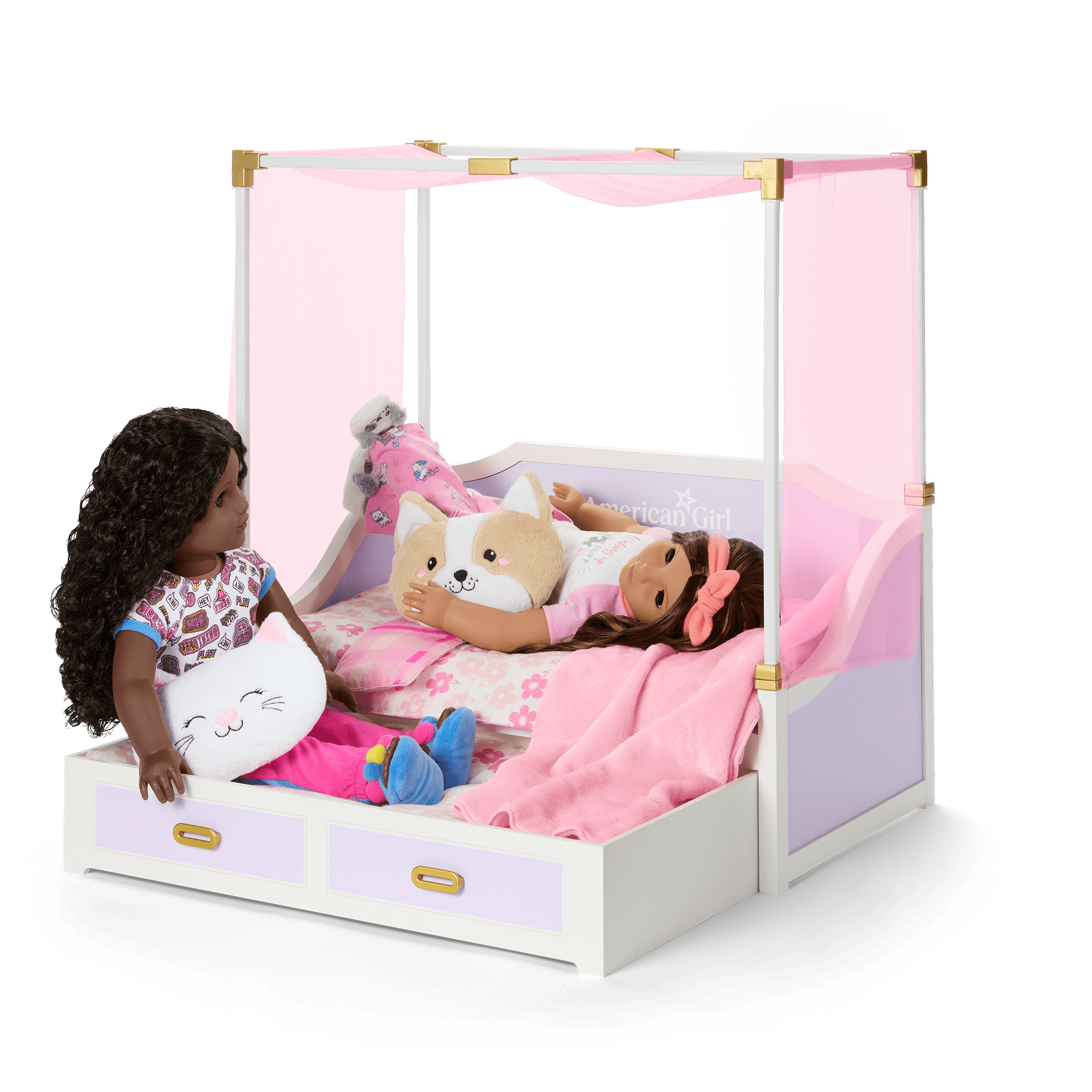 All Set for Sleepovers Canopy Bed for 18-inch Dolls D4