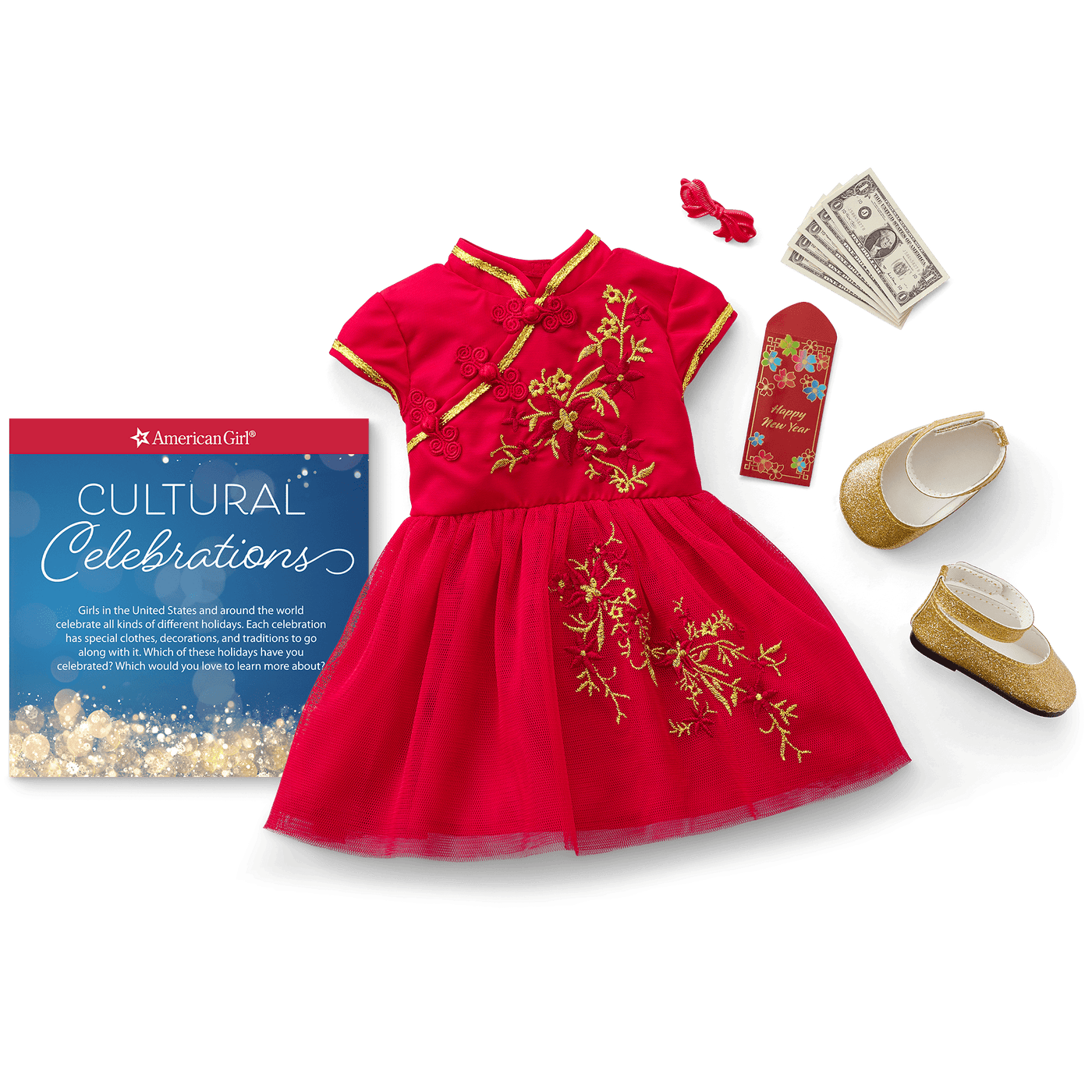 Lunar New Year's Celebration Outfit for 18-inch Dolls L0